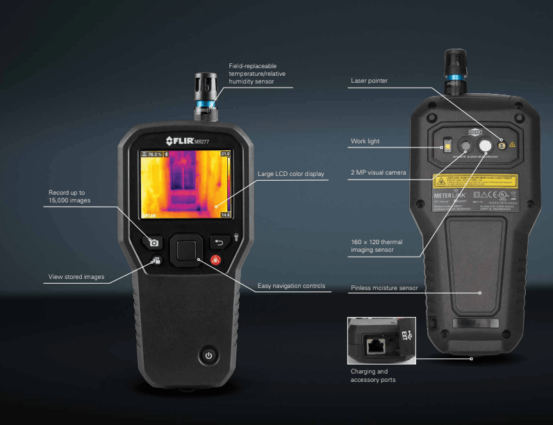 FLIR MR277 | All-in-One Moisture Meter and Thermal Imaging Camera for Comprehensive Inspections FLIR MR277 | All-in-One Moisture Meter and Thermal Imaging Camera for Comprehensive Inspections